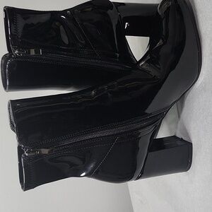 MIA Glossy Black Heeled Boots